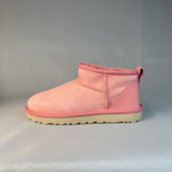 New Womens Ugg Boots Sz 7 Classic Ultra Mini Pink Suede Wool Ankle UGG Australia - Picture 8 of 15
